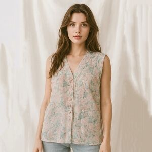 Victoria’s Secret Gold Label Floral Cottagecore Button Blouse